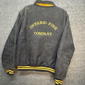 Vintage Ontario Fire Company Jacket‎ Mens Large Corduroy Snap Bomber 90s Rennoc